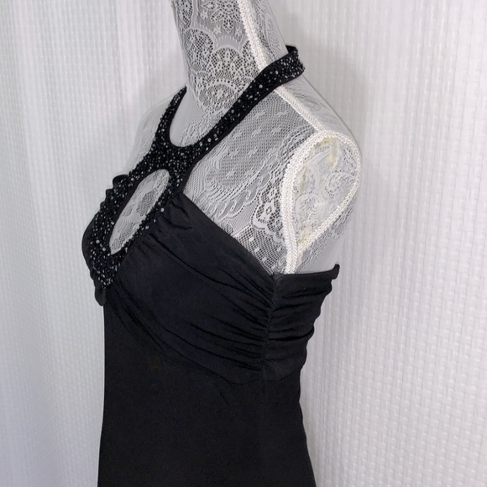 Laundry by Shelli Segal black stretch halter long dress with beading.Size 8. EUC - Picture 3 of 15